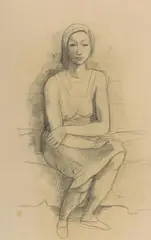 Sitzende by Karl Hofer, Circa 1925, Black chalk and pencil on chamois-coloured light card, sold Nov 2015