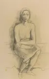 Karl Hofer, Sitzende, Circa 1925, Black chalk and pencil on chamois-coloured light card
