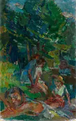 Michel Kikoine, Jeunes filles sous les arbres, 1940-1945, Oil on canvas