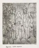 Ernst Ludwig Kirchner, Foyer-Szene, 1927, Etching, drawn-over in black pen and ink by the artist, on smooth paper