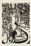 Hauptallee im grossen Garten, Dresden. Verso: Mutter und Sohn (Probedruck) by Ernst Ludwig Kirchner, 1927, Woodcut on Japan paper, printed on both sides, offered Nov 2015