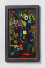 Hanns Lamers, Kleines Bild, 1963, Reverse glass painting. Oil on glass