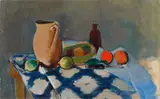 Rudolf Levy, Stilleben mit Früchten und Tonkrug, Mallorca, 1936, Oil on canvas