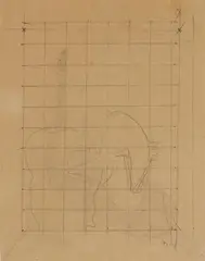 Henri Laurens, Reiter, Circa 1947, Pencil on brownish paper, mounted on card