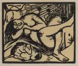 Franz Marc, Schlafende Hirtin, 1912, Woodcut on transparent Japan paper