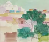 Louis Moilliet, Sidi Mares, 1920, Watercolour and pencil on watercolour laid paper, mounted on card