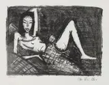Otto Mueller, Mädchen auf dem Kanapee, 1921-1922, Lithograph on light-grey laid paper