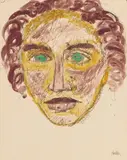 Johannes by Emil Nolde, Watercolour and brown pen and ink drawing on thin, fibrous paper, mounted on card support, sold Nov 2015