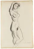 Hans Purrmann, Stehender weiblicher Akt, 1916, Charcoal drawing on laid paper with watermark