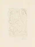 Pablo Picasso, Sculpteur, modèle, sculpture et poisson rouge, 1933, Etching on chamois-coloured laid paper with watermark "Vollard"
