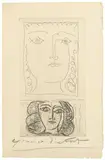 Pablo Picasso, Deux Têtes de Femme de Face, 1945, Etching on wove paper with watermark "A[RCHES]"