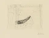 Pablo Picasso, Minotaure et jeune femme enlacés rêvant sous une fenêtre, 1933, Etching on chamois-coloured laid paper with watermark by Montgolfier
