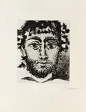 Pablo Picasso, Tête de Faune, Aquatint etching on Japon nacré
