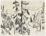 Hermann Scherer, Waldlandschaft, Chalk drawing on light card 34.7/35.1 x 44/
