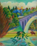 Stanisław Stückgold, Landschaft mit Reiter, 1913, Oil on canvas