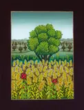 Josip Generalić, Baumlandschaft mit Weizenfeld