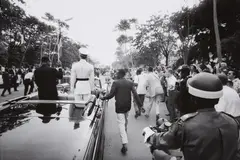 Léopoldville. Dem König von Belgien wird der Degen gestohlen by Robert Lebeck, 1960, 3 gelatin silver prints, printed 1982. From, sold Nov 2015