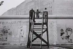Blick über die Mauer, West-Berlin (View over the wall, West-Berlin) by Barbara Klemm, 1977, Gelatin silver print, printed c., sold Nov 2015