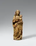 A South German carved limewood figure of the Virgin Immaculata. by South German ca. 1610 & 1620, Carved in the round. Remains of original polychromy.. This small figure of the Virgin at first glance appears to be a la, offered Nov 2015