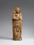 A limewood figure of the Virgin and Child carved in the workshop of Nikolaus Weckmann. by studio of Nikolaus Weckmann, Carved three-quarters in the round, the reverse flattened and hollowed out. Minimal remains of former polychromy, the ey, offered Nov 2015