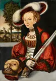 studio of Lucas Cranach the Elder, Judith with the Head of Holofernes, Oil on panel (parquetted)