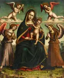 Cremona 16th century, The Virgin with Angels, Oil on panel