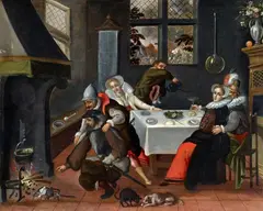 Marten van Cleve, Feeding the Soldiers, Oil on panel