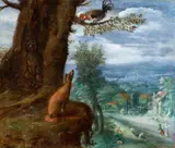 Frans Boels, The Fable of the Fox, the Dog and the Hen, Oil on panel