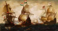 Aert Anthoniszoon, A Naval Battle, Oil on panel