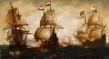 Aert Anthoniszoon, A Naval Battle, Oil on panel