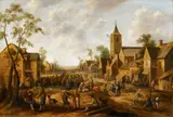 Joost Cornelisz. Drochsloot, A Busy Village Scene, Oil on panel