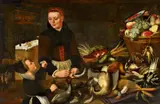 Floris van Schooten, Kitchen Still Life with a Mother and Child, Oil on panel (parquetted)
