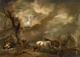 Philips Wouwerman, Landscape with the Annunciation to the Shepherds