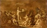 Adriaen van de Venne, 'T WIL AL RAAPEN', Oil on panel (parquetted)