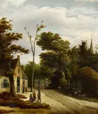 Landscape with a Woodland Path by Roelof Jansz van Vries, Oil on panel, sold Nov 2015