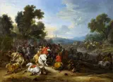 Adam Frans van der Meulen, A Cavalry Battle, Oil on canvas, laid down on panel
