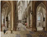 Pieter Neefs the Younger, The Interior of the Onze Lieve Vrouwekerk in Antwerp, Oil on canvas