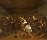 Richard Brakenburgh, Merry Company in an Interior, Oil on canvas (relined)