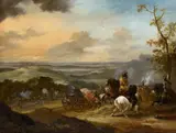 Pieter Wouwerman, Cavalry Battle in a Hilly Landscape