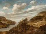 Dionys Verburg, A River Landscape, Oil on panel (parquetted)