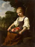 Antonio Amorosi, Portrait of a Boy Portrait of a Girl with a Basket of Fruit, Oil on canvas (relined)