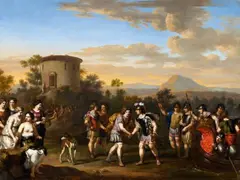 Gerard Hoet, Aeneas' Arrival in Latium, Oil on panel