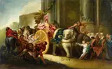 French School circa 1700, Mythological Scene with an Elephant-Pulled Carriage, Oil on canvas