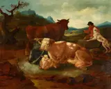 Johann Melchior Roos, Southern Landscape with a Herd of Cows, Oil on canvas