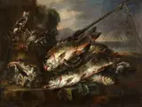 Felice Boselli, Still Life with Fish Still Life with Birds, Oil on canvas (relined). Each