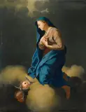 attributed to Frans Bartholomeus Douven, The Virgin among Clouds, Oil on copper