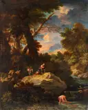 Southern Evening Landscape with Figures by studio of Andrea Locatelli, Oil on canvas (relined), offered Nov 2015