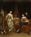 Nicolaas Verkolje, A Courtship Scene, Oil on canvas (relined)