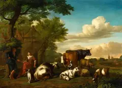 Landscape with Shepherds by Jan van Gool, Oil on panel, offered Nov 2015