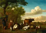 Jan van Gool, Landscape with Shepherds, Oil on panel